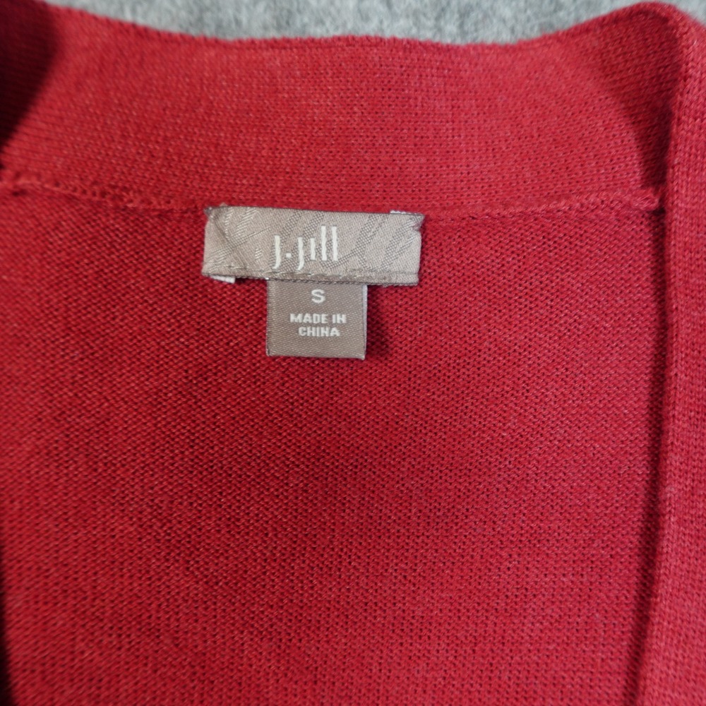 J Jill Sweater Womens Small Red Long Cardigan Knit V Neck Tunic - Picture 2 of 9